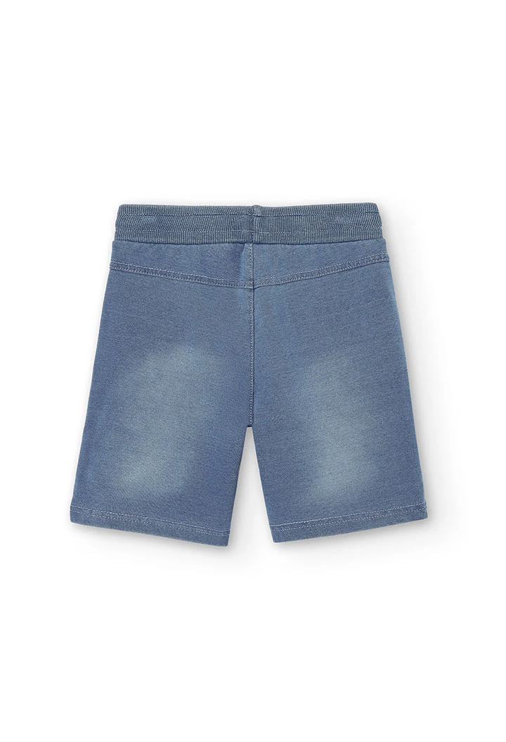 Fleece bermuda shorts denim stretch for boy