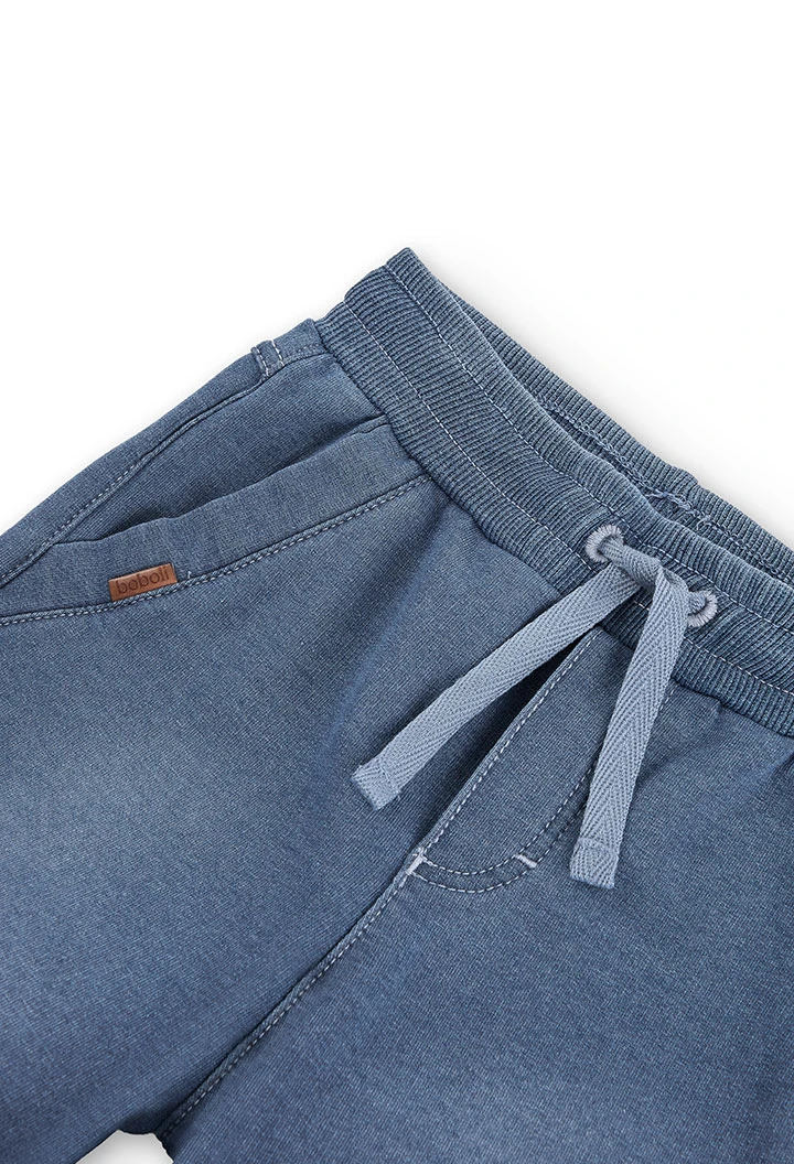 Fleece bermuda shorts denim stretch for boy