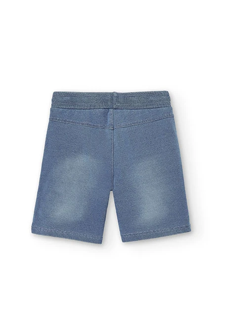 Bermuda felpa denim elástica para menino