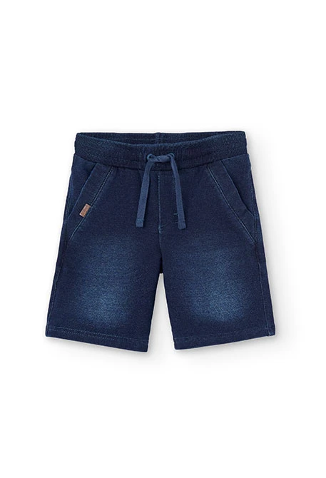 Bermuda felpa denim elástica para menino