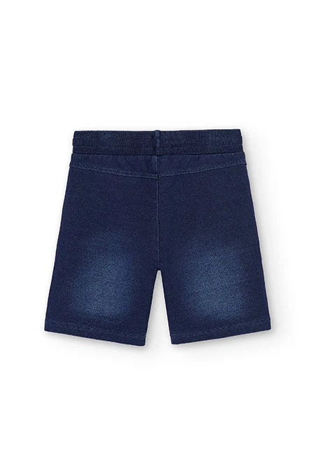 Bermuda felpa denim elástica para menino