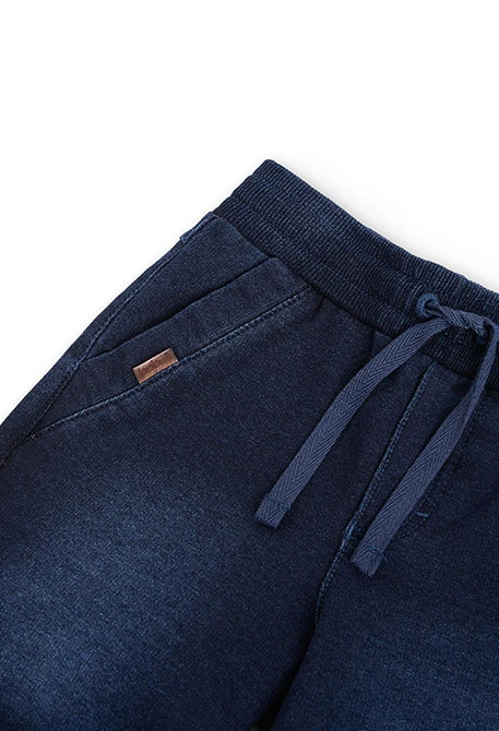 Bermuda felpa denim elástica para menino