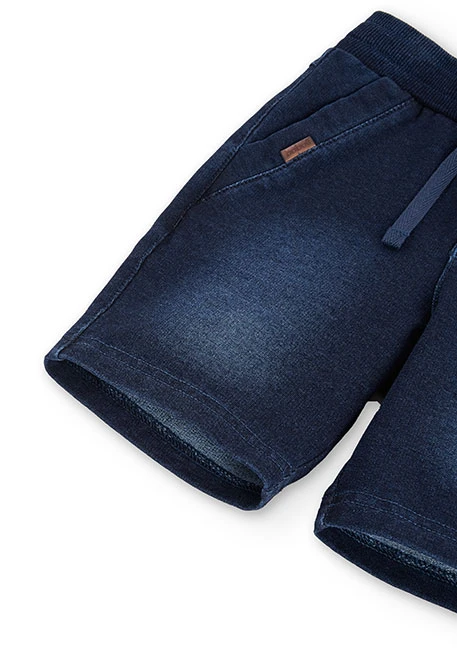 Bermuda felpa denim elástica para menino