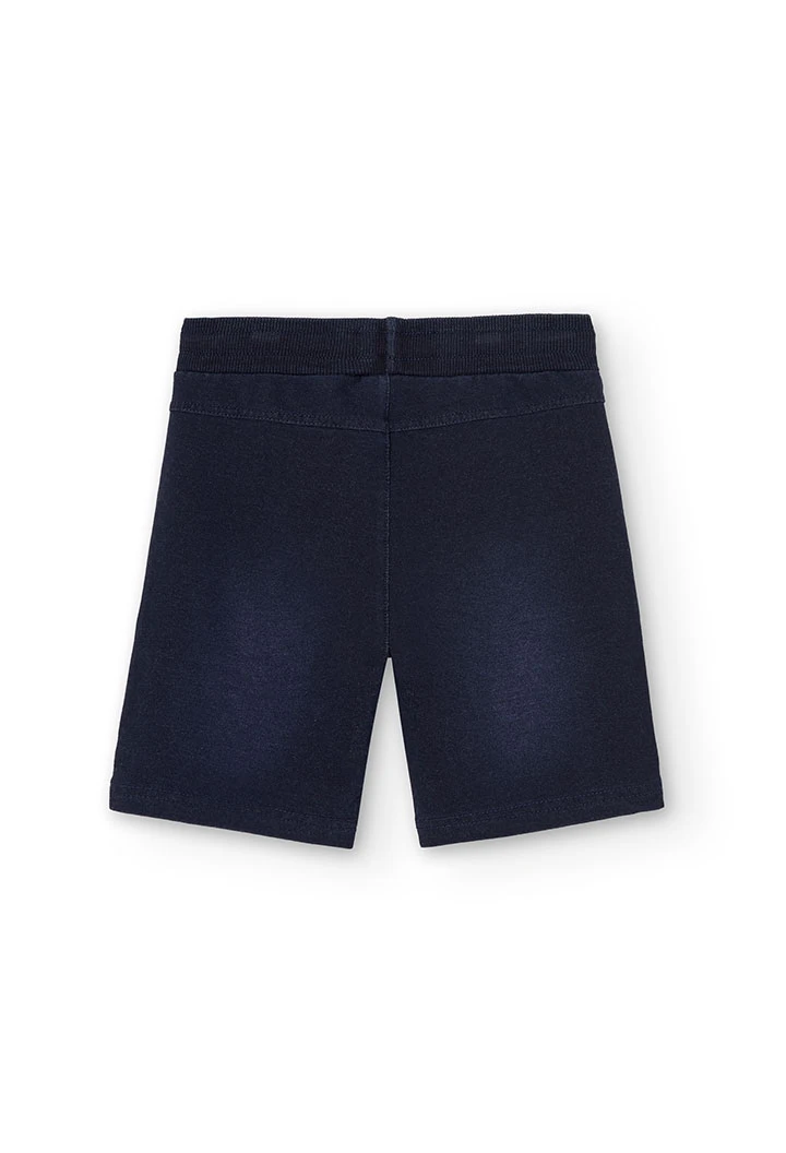 Fleece bermuda shorts denim stretch for boy