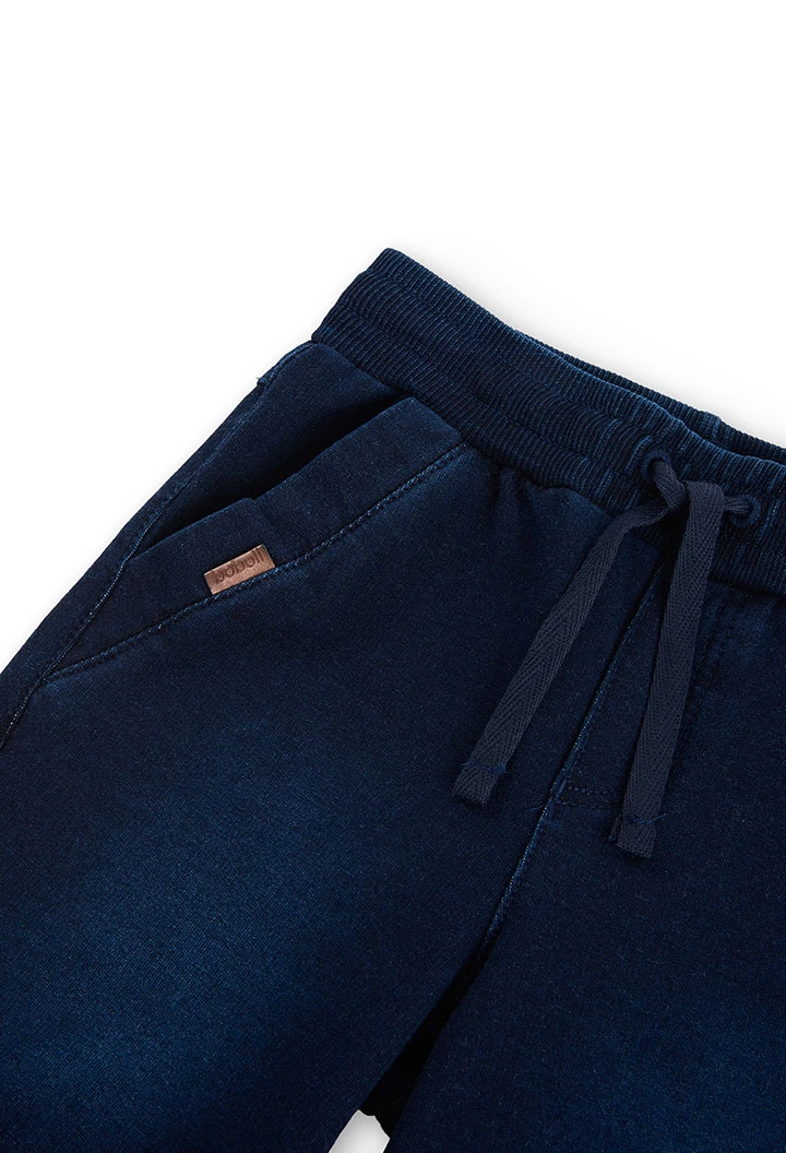 Fleece bermuda shorts denim stretch for boy