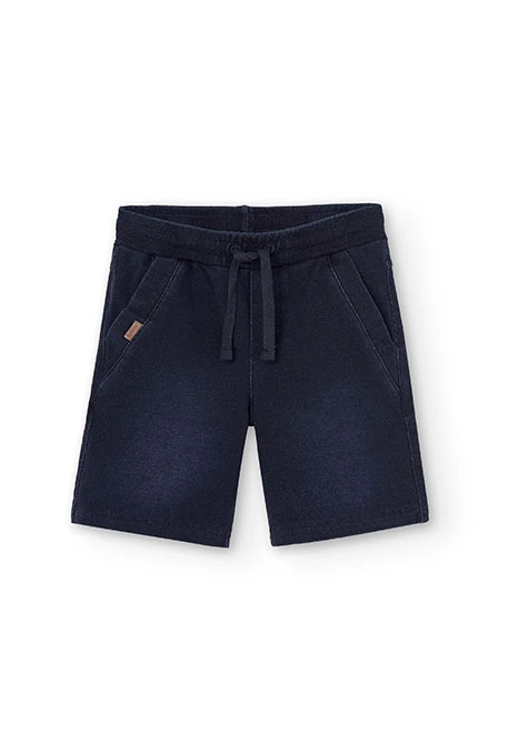 Fleece bermuda shorts denim stretch for boy