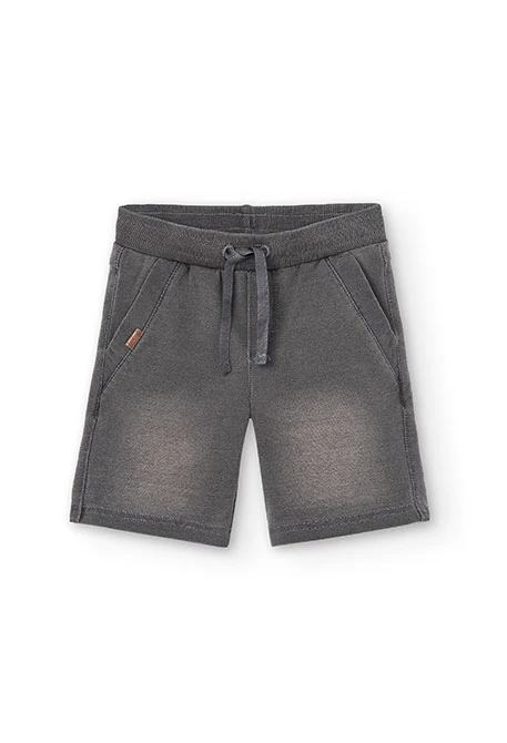 Bermudas felpa denim elástica de niño en gris