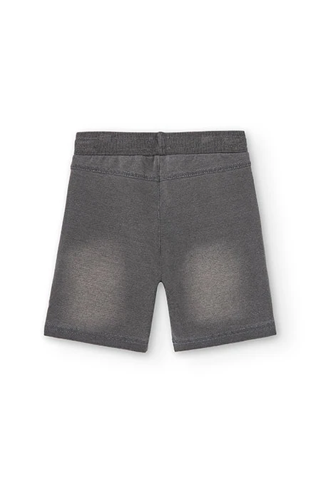 Bermudas felpa denim elástica de niño en gris