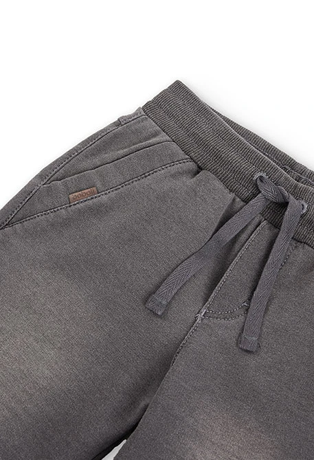 Bermudas felpa denim elástica de niño en gris