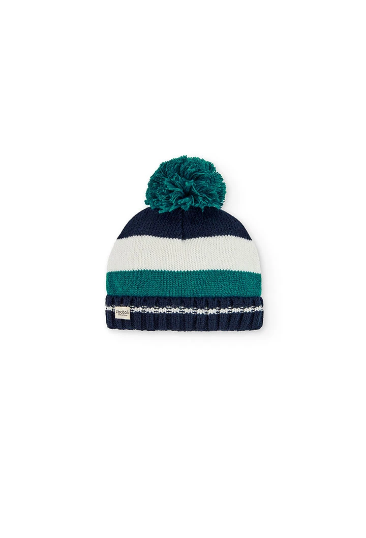 Gorro tricot às riscas unisex