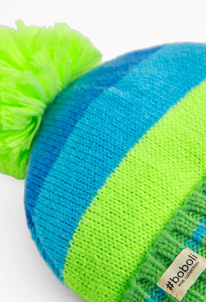 Bonnet tricoté à rayures unisex