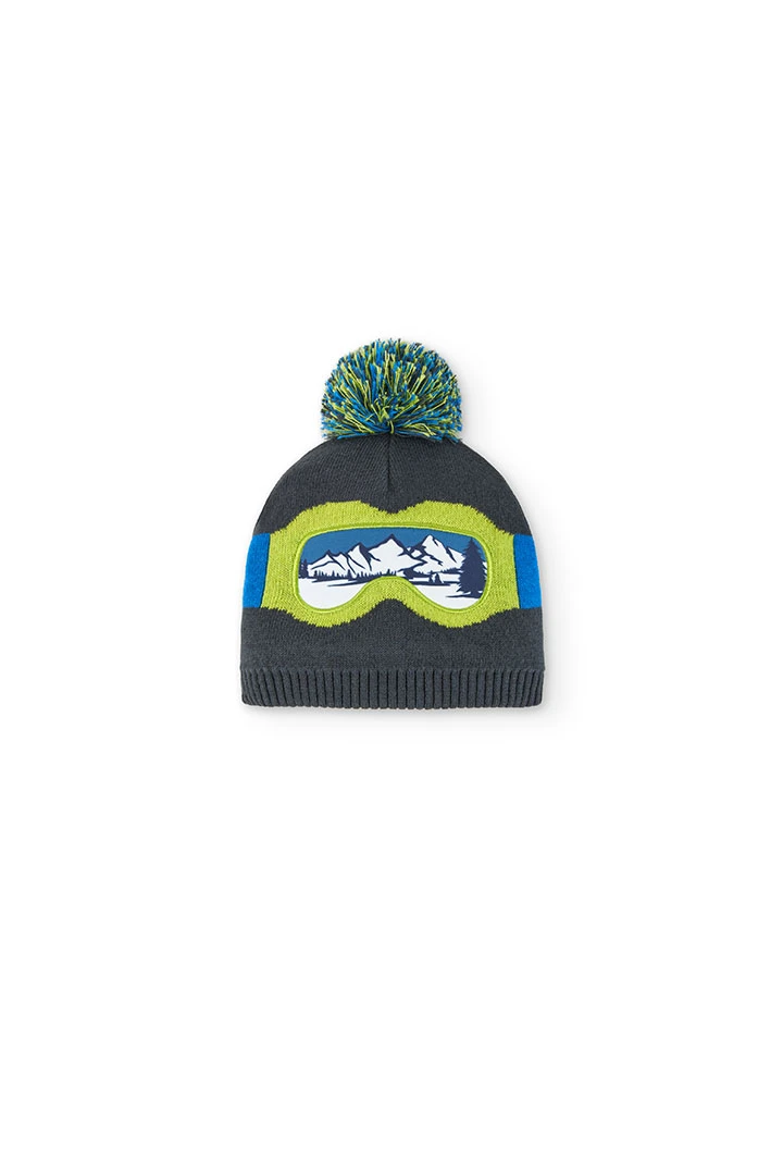 Bonnet gris foncé lunettes de ski