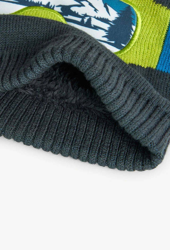 Cappello in maglia per bambina in grigio con occhiali