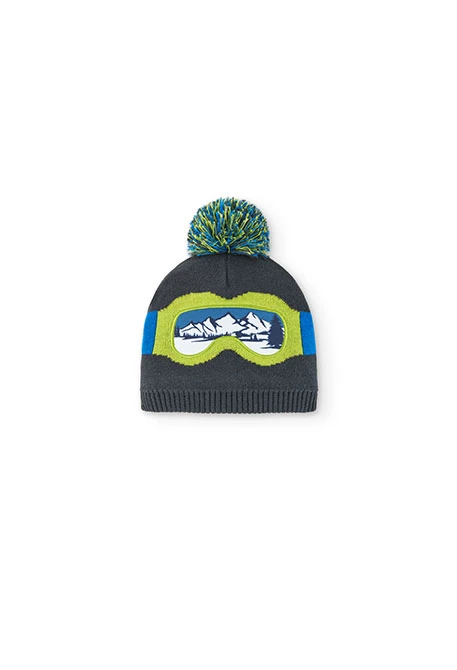 Bonnet gris foncé lunettes de ski