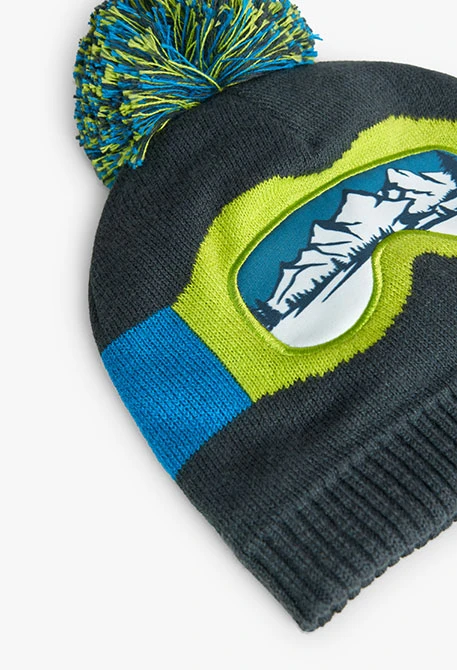 Bonnet gris foncé lunettes de ski