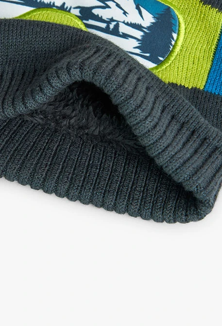 Dunkelgraue Mütze mit Schneebrille