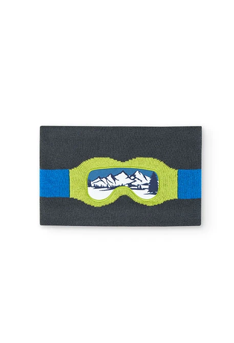 Écharpe grise avec lunettes de ski