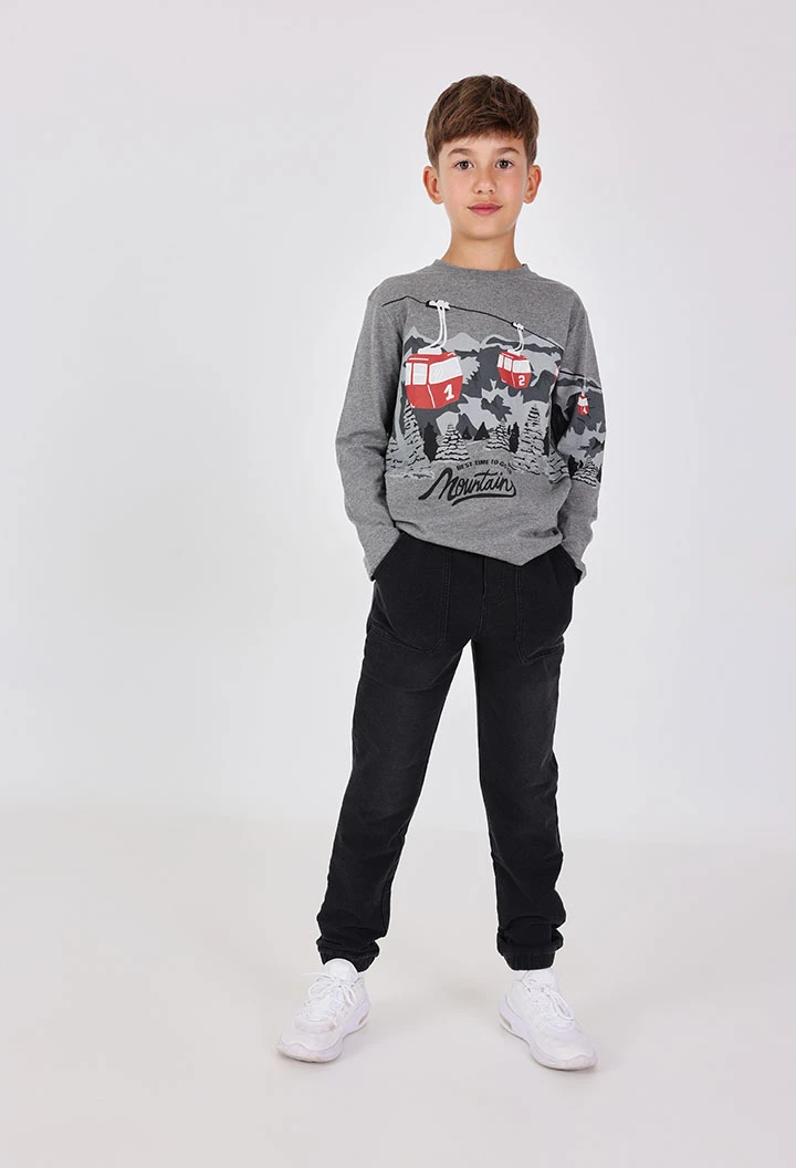 Fleece denim trousers for boy -BCI