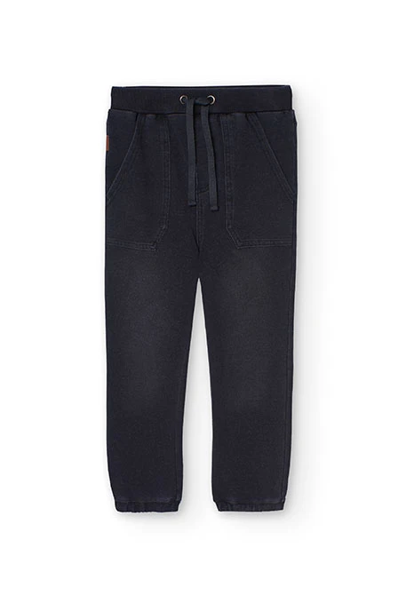Fleece denim trousers for boy -BCI