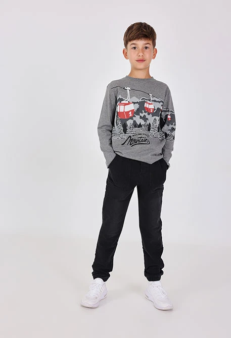 Fleece denim trousers for boy -BCI