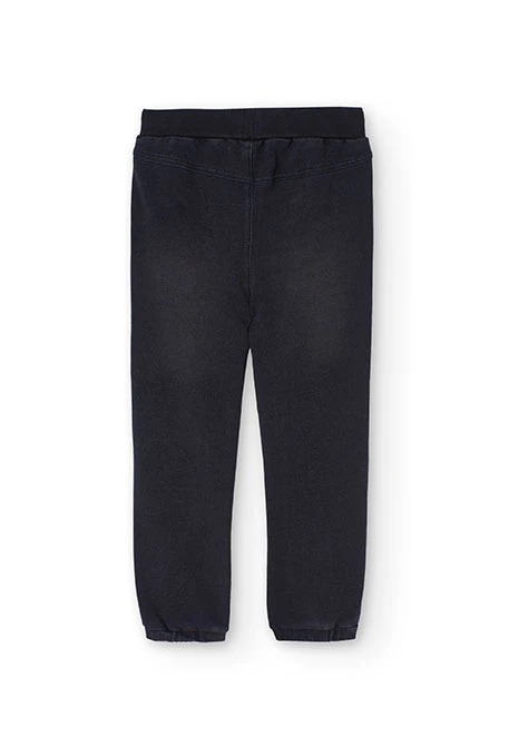 Fleece denim trousers for boy black
