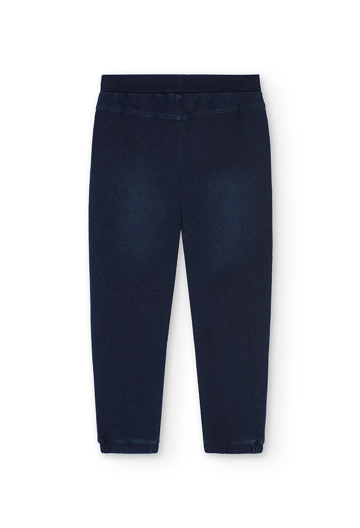 Marineblaue Denim-Fleece-Hose für Jungen