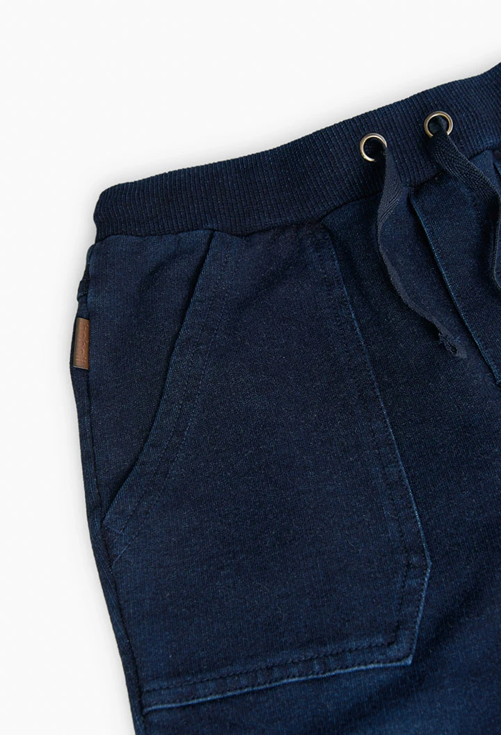 Pantalón felpa denim de niño en azul marino