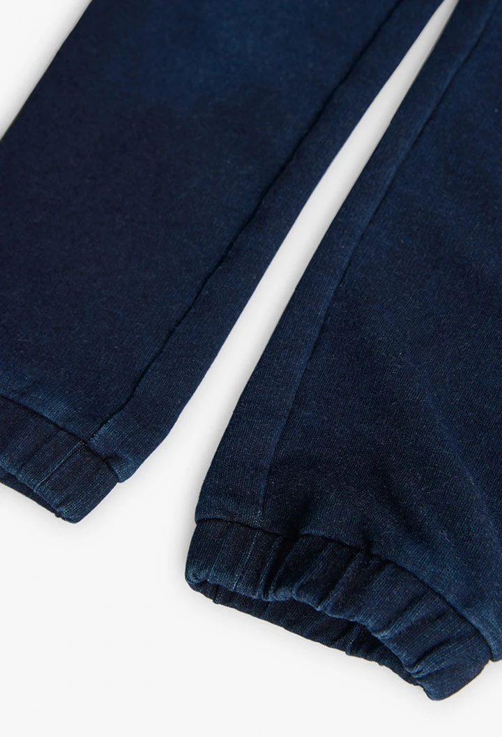 Pantalón felpa denim de niño en azul marino