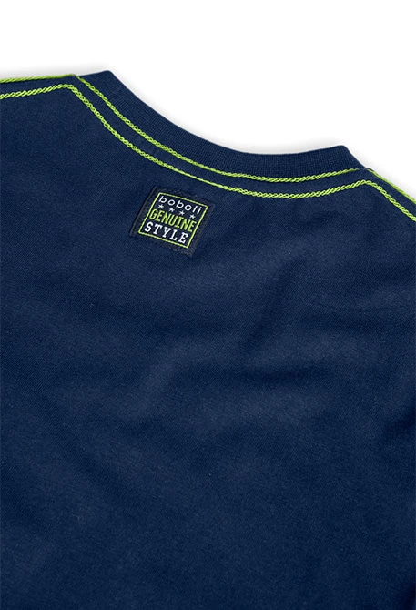 Knitted T-shirt for boy in navy blue