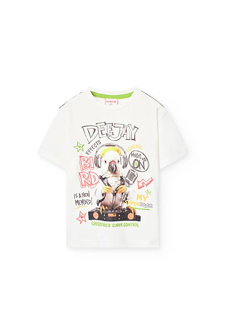 Maglietta base in maglia per bambino di colore bianco