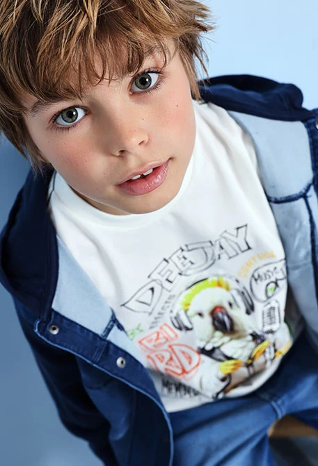 Boys\' basic knit T-shirt in white