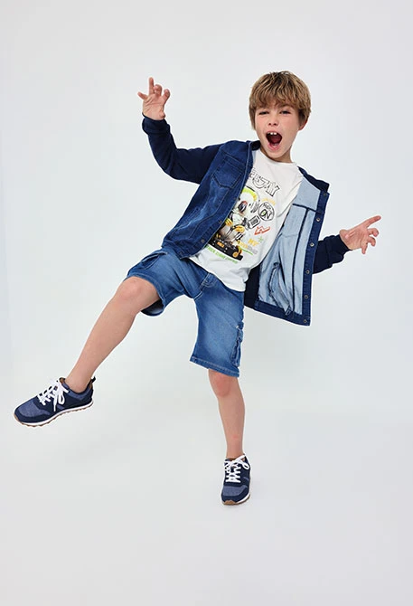 Basic-Jersey-T-Shirt für Jungen in Weiß