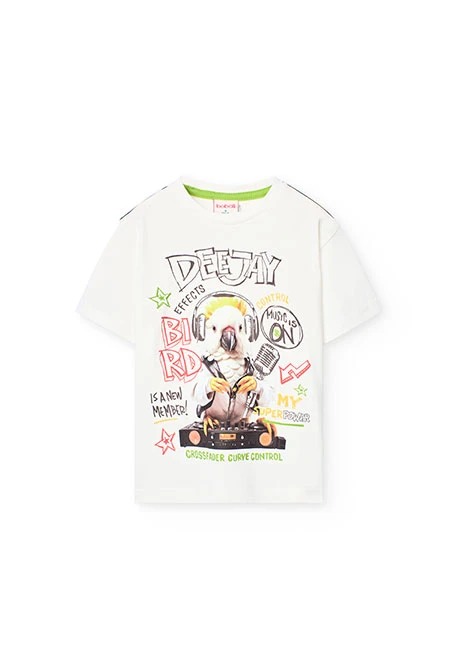 Maglietta base in maglia per bambino di colore bianco