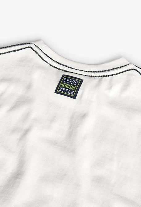 Maglietta base in maglia per bambino di colore bianco