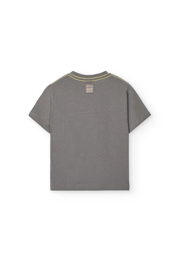 T-shirt basique en maille pour garçon en couleur grise