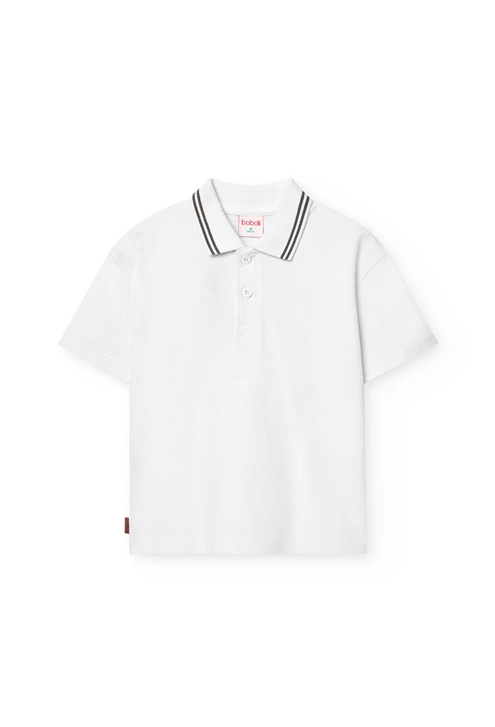 Polo in piqué da bambino colore bianco