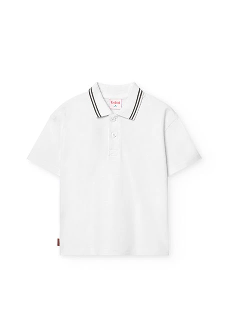 Boys\' white piqué polo shirt