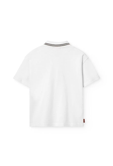 Boys\' white piqué polo shirt