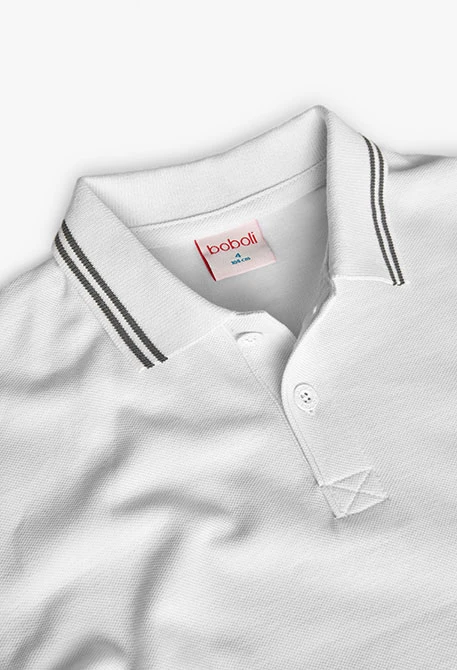 Boys\' white piqué polo shirt