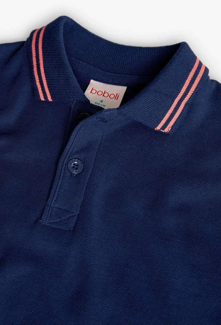 Polo in piqué per bambino di colore blu navy