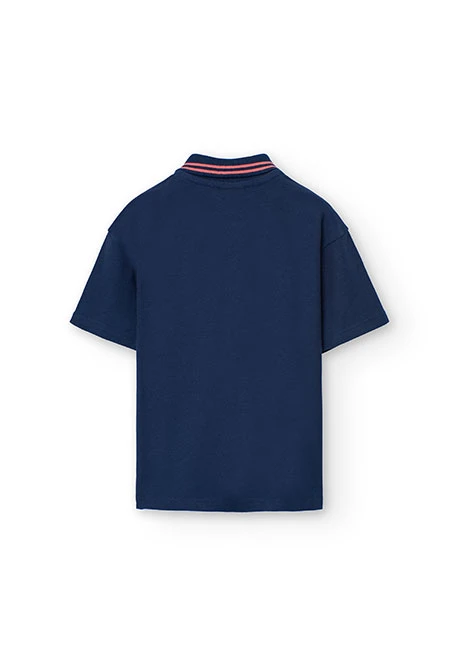 Boy\'s navy blue piqué polo shirt