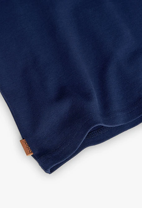Boy\'s navy blue piqué polo shirt