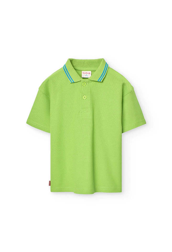 Polo en piqué pour garçon de couleur verte.