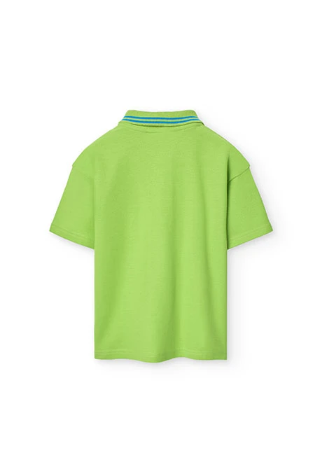 Boy\'s green piqué polo shirt
