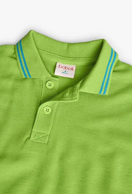 Boy\'s green piqué polo shirt