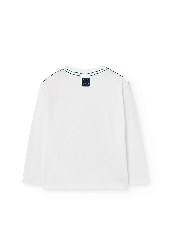 T-shirt en maille garçon blanc loup