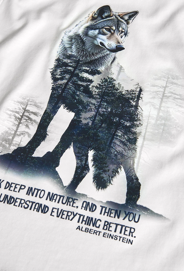 T-shirt en maille garçon blanc loup