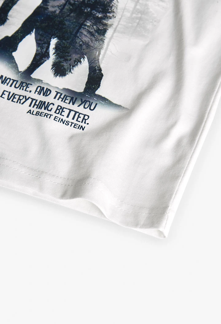 T-shirt en maille garçon blanc loup