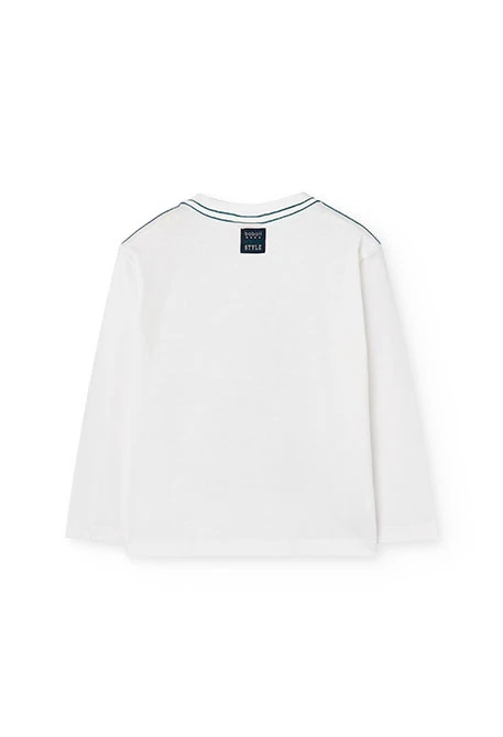 Maglietta a maglia bambino bianco lupo