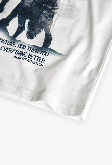 T-shirt en maille garçon blanc loup